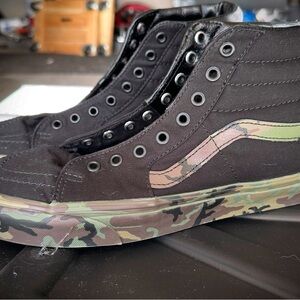 Vans Black and Camouflage High-Top Sneakers